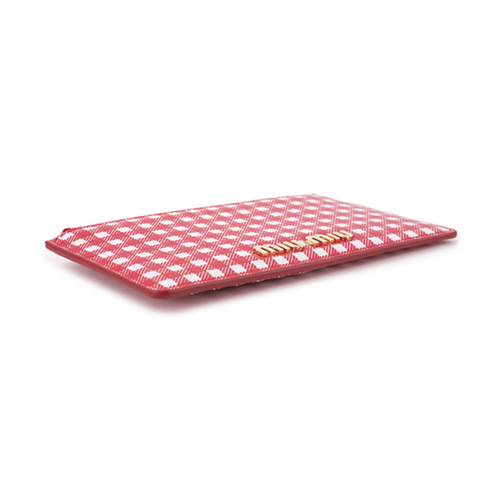 Miu Miu Card Case Madras Vichy Red White - image 3